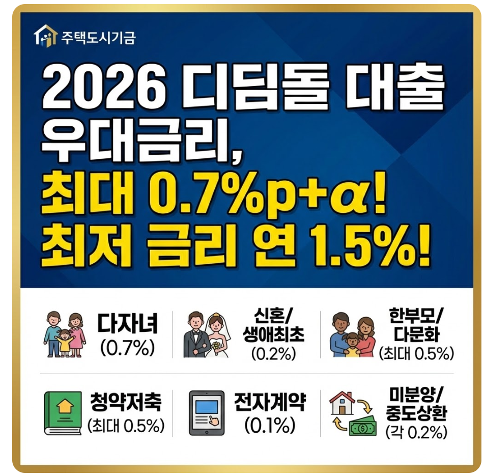 2026 디딤돌 대출 우대금리 조건이 어떻게 되나요?