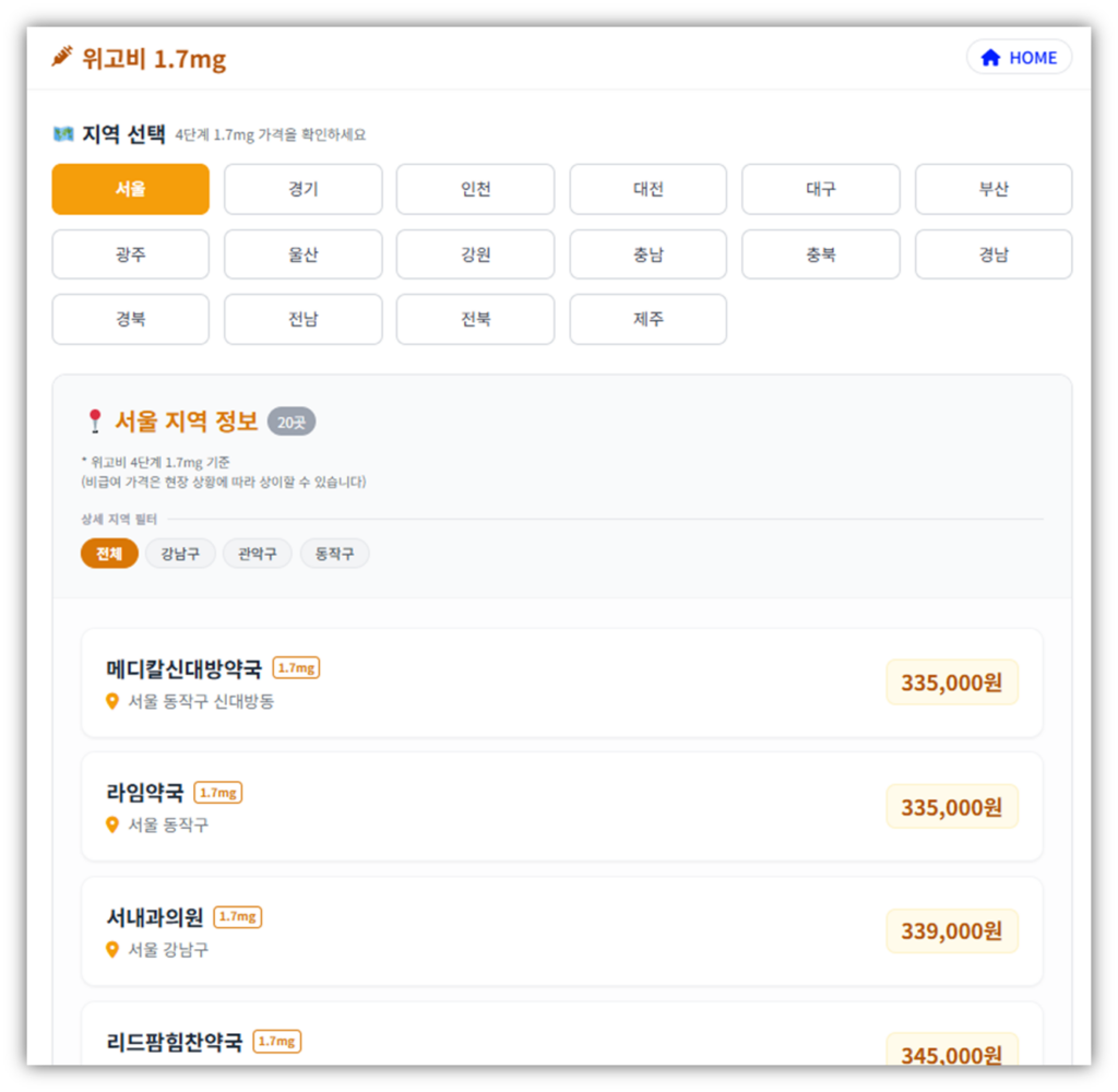 위고비 1.7mg 가격 저렴한 약국 (4단계)
