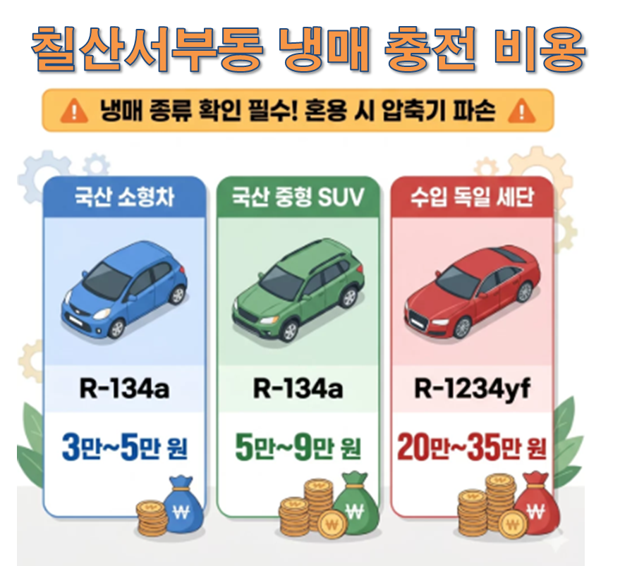 칠산서부동 자동차 에어컨 냉매충전 저렴한 카센타 추천 및 후기